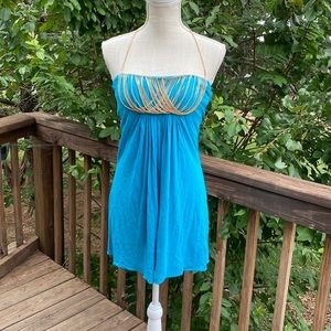 Sky brand  metal embellished halter club cocktail dress